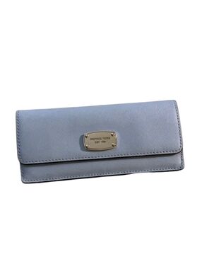 Michael Kors Jet Set Saffiano Leather Slim Envelope Flat Flap Wallet Blue